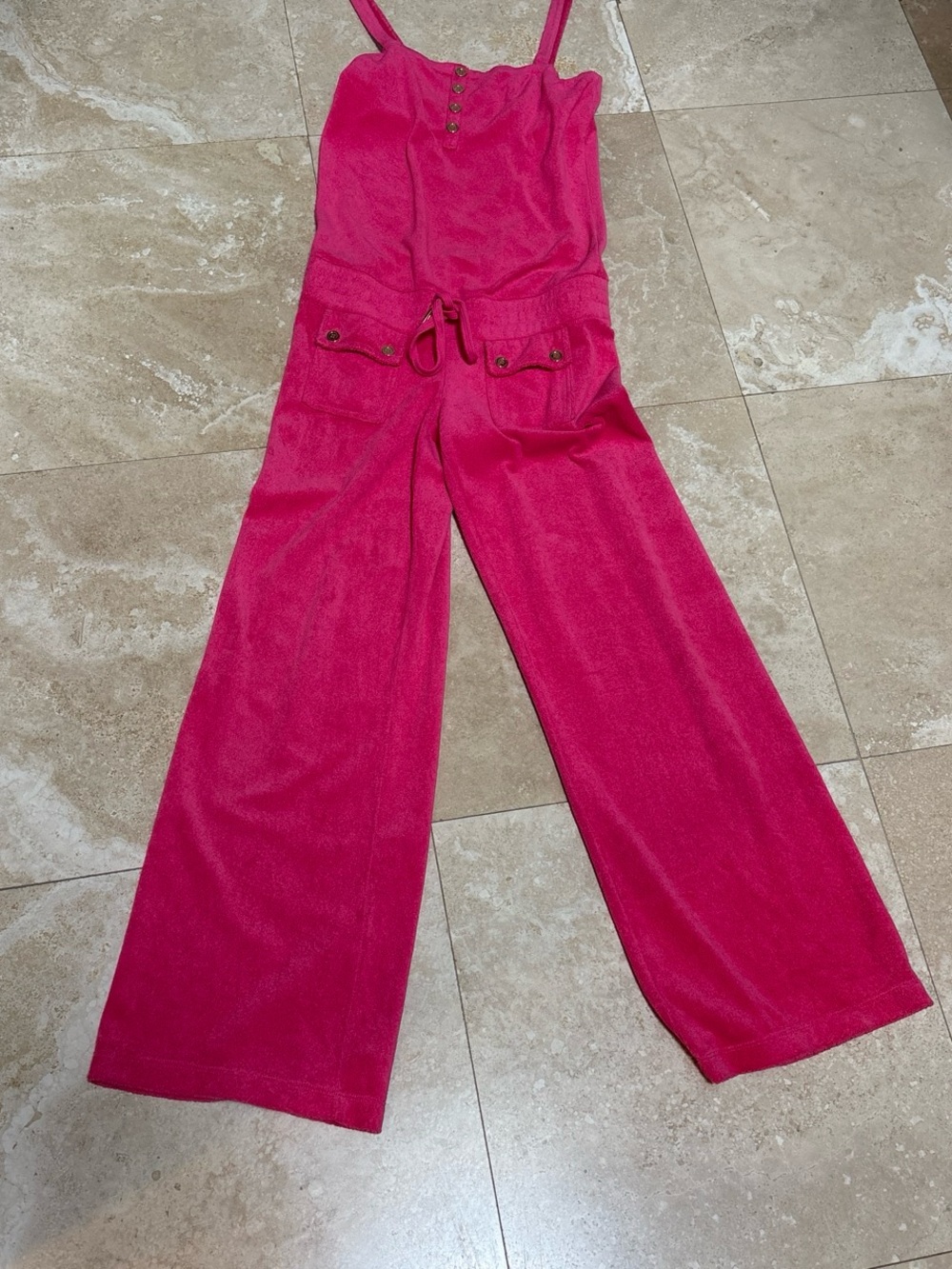 Juicy Couture Hot Pink Wide-Leg Terry Romper - Picture 5 of 5